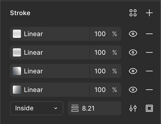 Figma layers panel showing all four stroke layers.